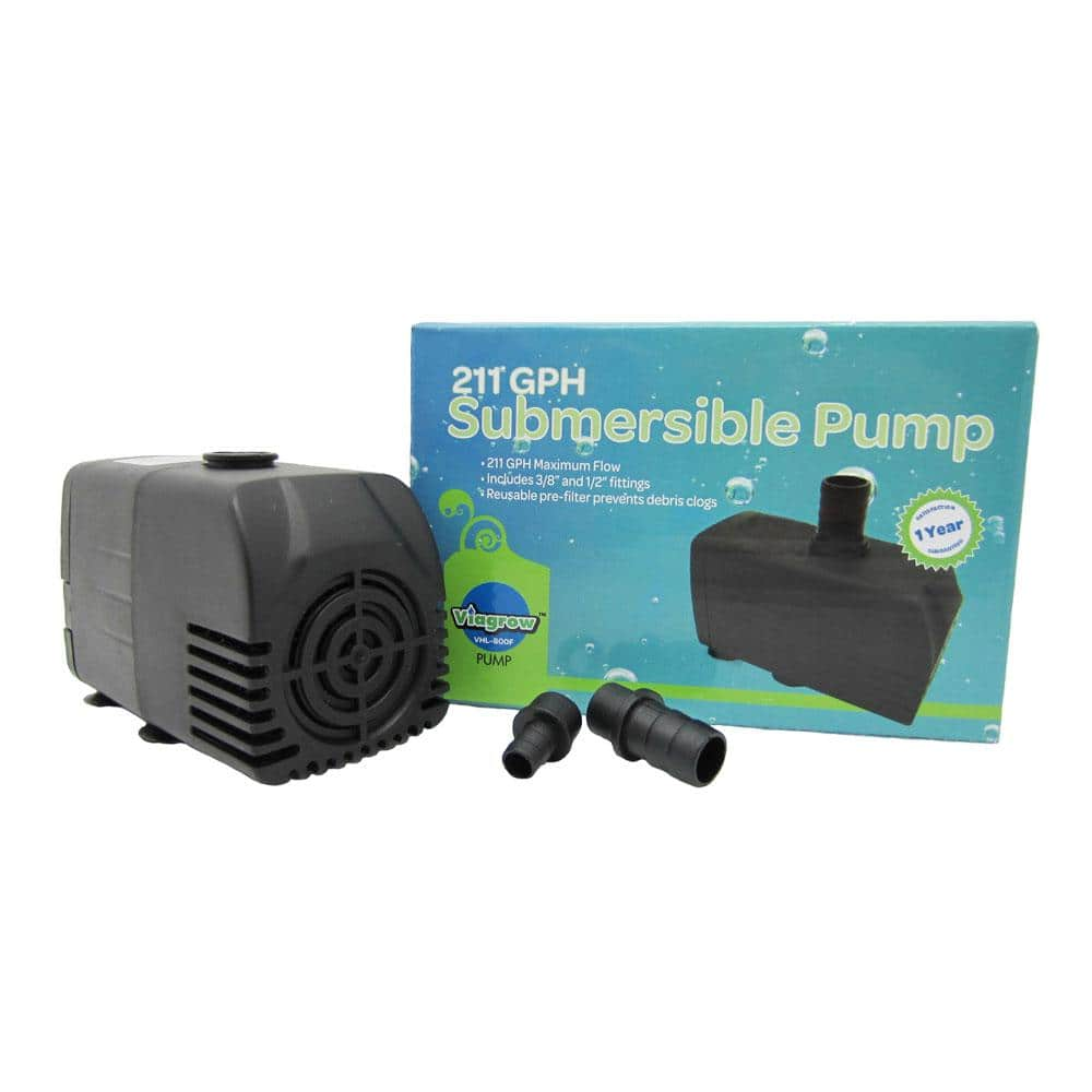 Viagrow 211 GHP Hydroponic, Fountain and Pond Submersible Pump VHL-800F ...