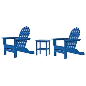 Icon Royal Blue 3-Piece Plastic Folding Adirondack Chat Set