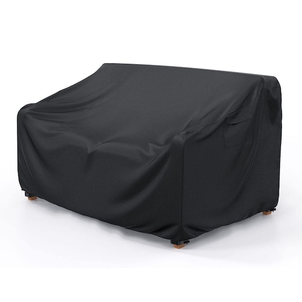 60 in. W x 34 in. D x 30 in. H, Heavy-Duty Black Waterproof Outdoor Sofa Cover with Vents and Handles