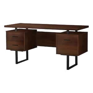 60 in. x 24 in. Dark Brown Wood/Metal Home Office Long Compact Computer Desk