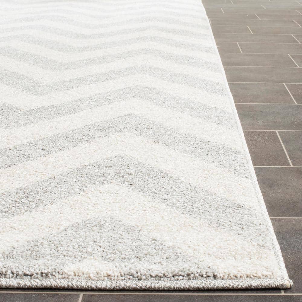 Light Grey and Beige Geometric Indoor-Outdoor Area Rug