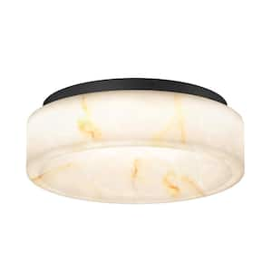 Clifford 15 in. 1-Light Marble and White 5CCT Integrated Selectable LED Flush Mount