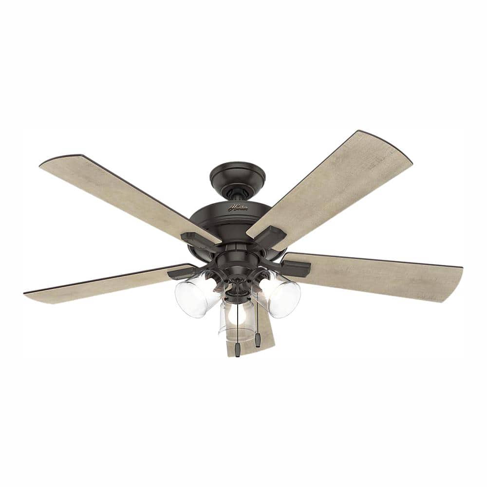 Hunter Crestfield 52 in. LED Indoor Noble Bronze Ceiling Fan with 3-Light Kit 54205 Sansujyuku sansujyuku.com