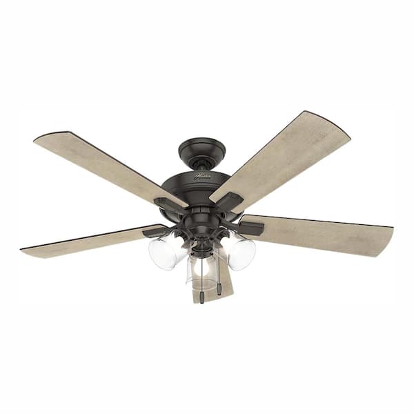Hunter Crestfield 52 in. LED Indoor Noble Bronze Ceiling Fan with 3-Light Kit