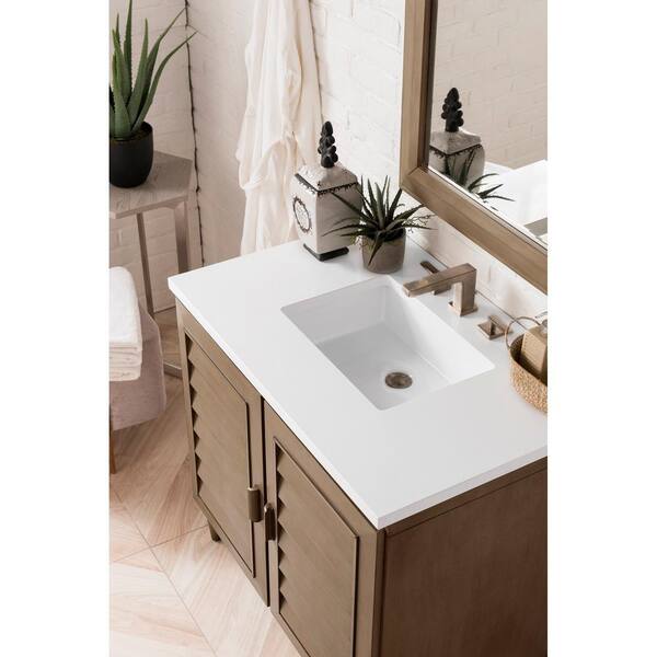 James Martin Vanities Portland 36 In Single Bath Vanity In Whitewashed Walnut With Quartz Vanity Top In Classic White With White Basin 6 V36 Ww 3clw The Home Depot