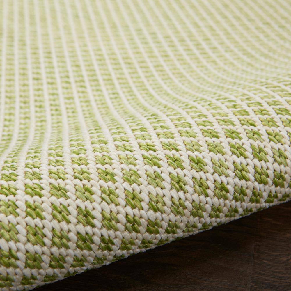 Courtyard Charm Ivory Green Geometric 8' x 10' Easy-Care Rug