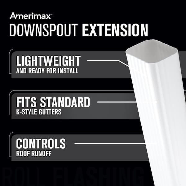 2 in. x 3 in. x 15 in. White Vinyl Downspout Extension