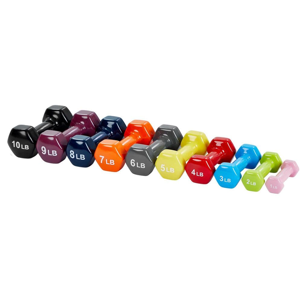 Vinyl Non-Slip Grip Hex Dumbbell Set, 1-10 lb Range, 10-Pack price history on PriceWatchPro