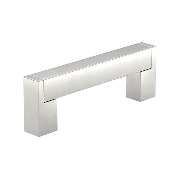 Lipari Collection 3-3/4 in. (96 mm) Modern Brushed Nickel Rectangular Cabinet Bar Pull