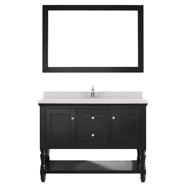 Virtu USA Julianna 48 in. W x 22 in. D x 36.1 in. H Single Sink Bath Vanity in Espresso with Quartz Top and Mirror