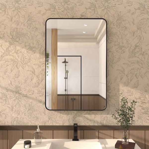 Cosy 24 in. W x 36 in. H Rectangular Framed Wall Bathroom Vanity Mirror in matte Black