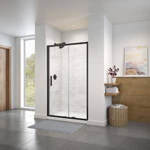 Connect 46.5 x 72 in. 6 mm Sliding Shower Door for Alcove Installation with Clear glass in Matte Black
