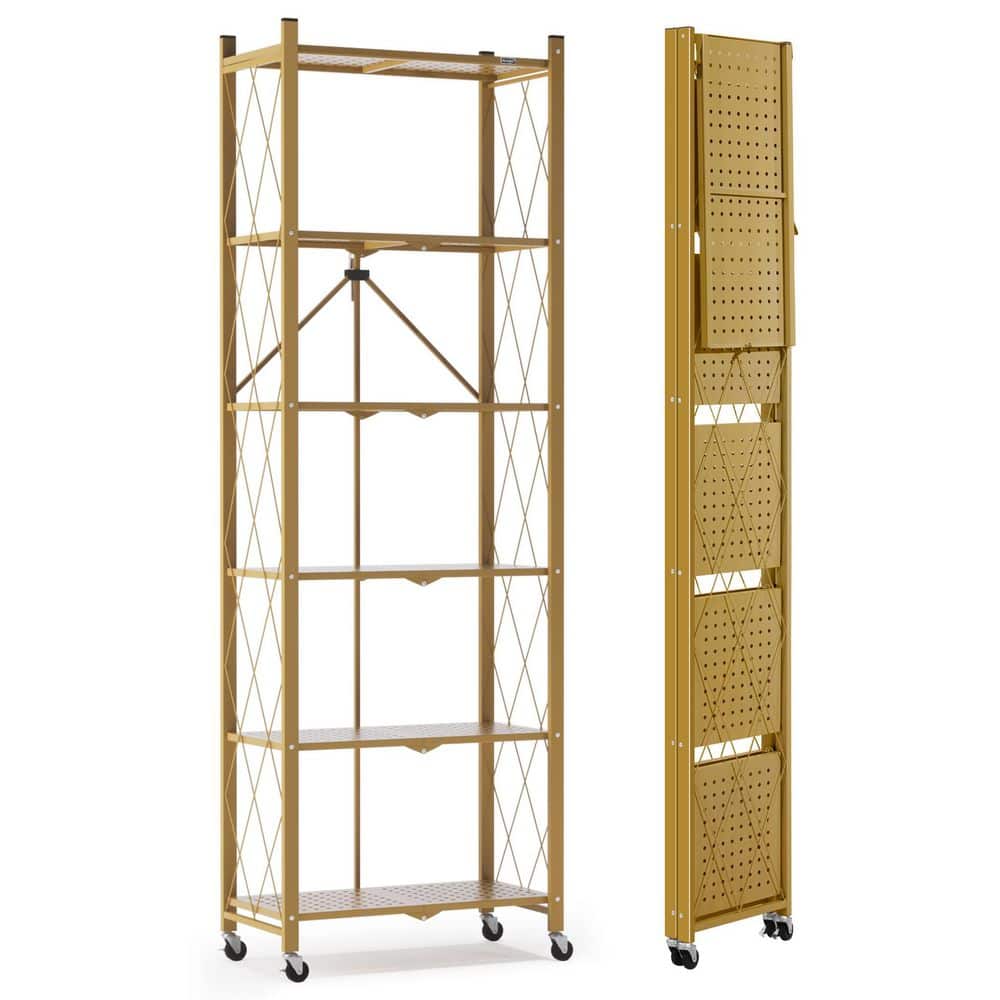 6 Tiers Metal Folding Garage Storage Shelving Unit in Gold (24.2 in. W x 73.6 in. H x 11.2 in. D) price history on PriceWatchPro
