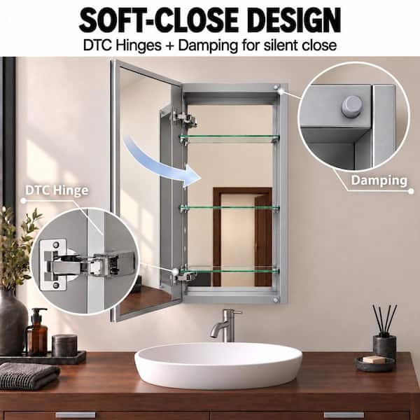 TaiMei 15 in. x 36 in. Frameless Recessed or Surface-Mount Beveled