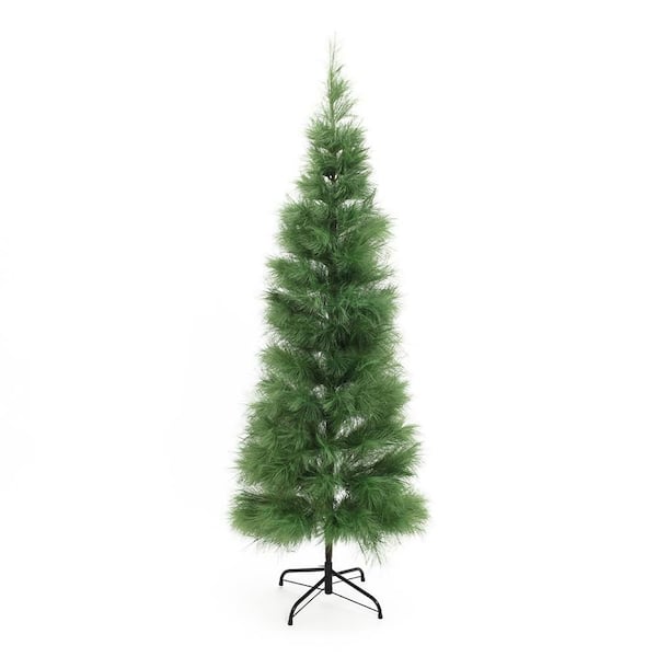 6 ft. Holiday Unlit Slim Pampas Artificial Christmas Tree in Green