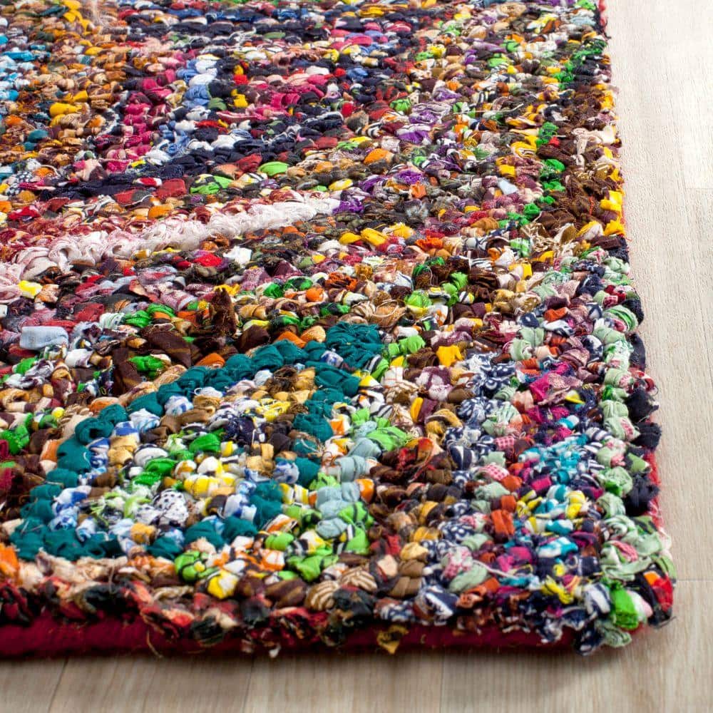 Hand-Tufted Multicolor Wool and Cotton Square Rug, 4'x4'