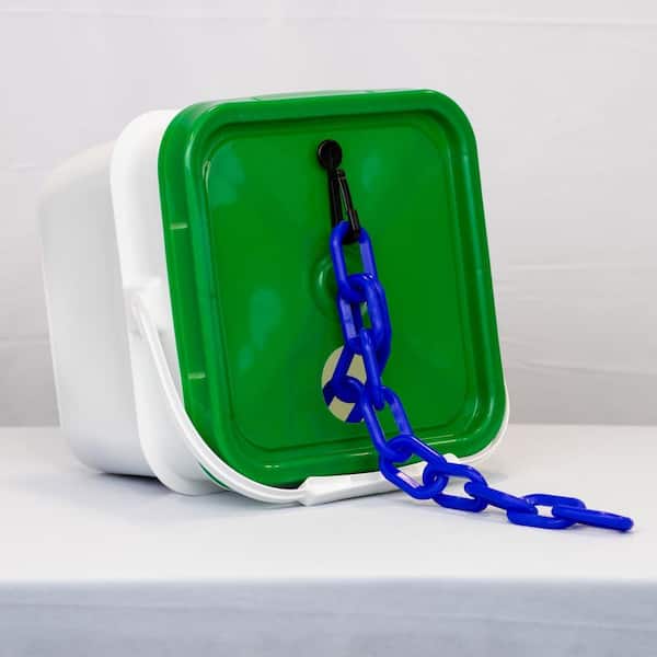 2 in. (#8, 51 mm) x 65 ft. Heavy Duty Plastic Safety Chain Traffic Blue in a Pail