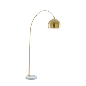 75.5 in. Gold 1 1-Way (On/Off) Arc Floor Lamp for Living Room with Metal Dome Shade