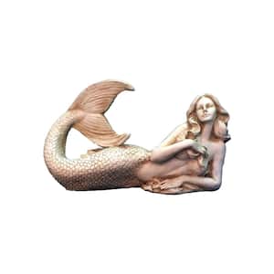 12 in. Antique White Sexy Mermaid Nautical Beach Statue