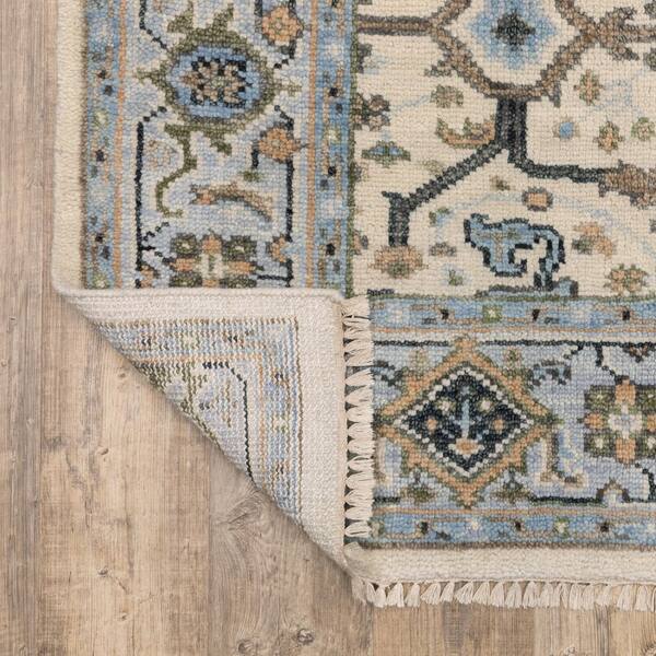 アメリカのラグ AVERLEY HOME Majestic Ivory/Blue 6 ft. x 9 ft. Border Oriental