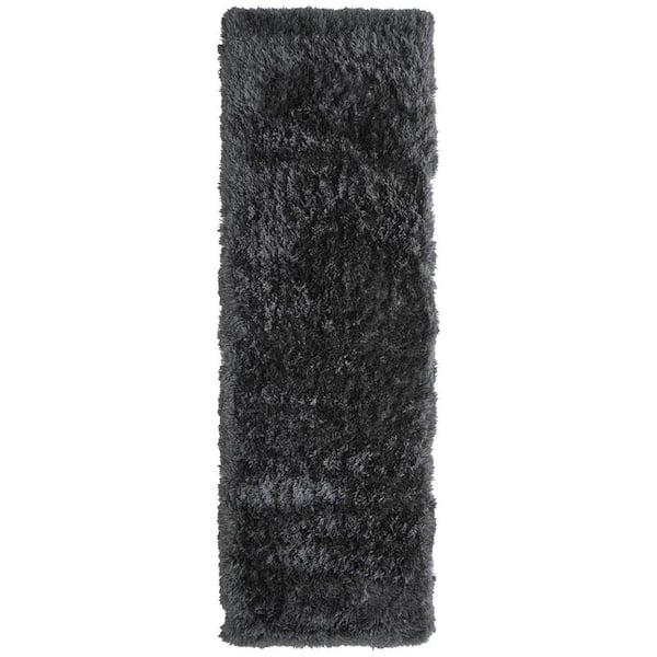 Gray 2 ft. x 8 ft. Tufted Solid Color Cotton Indoor Area Rug