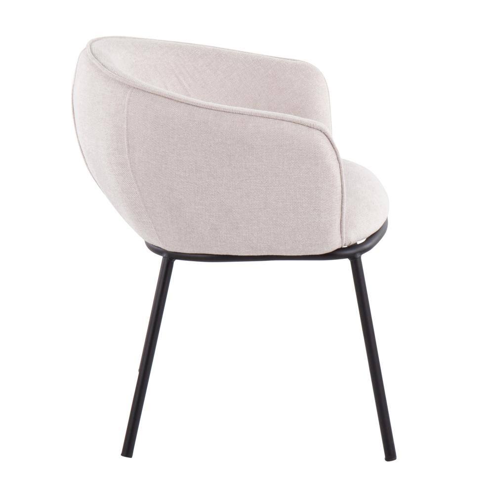 Cream Upholstered Arm Chair with Black Steel Frame