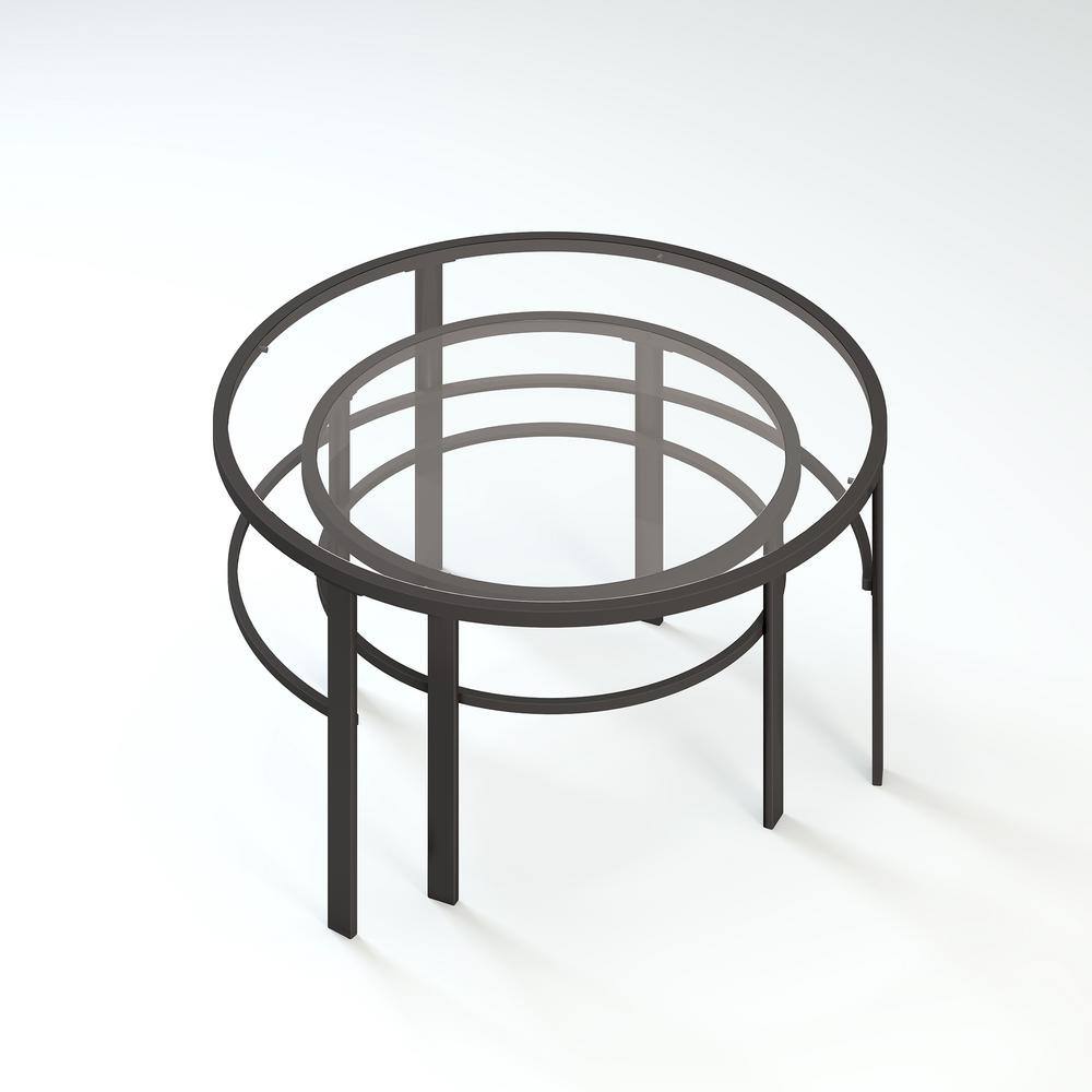 Blackened Bronze Round Glass Nesting Coffee Tables
