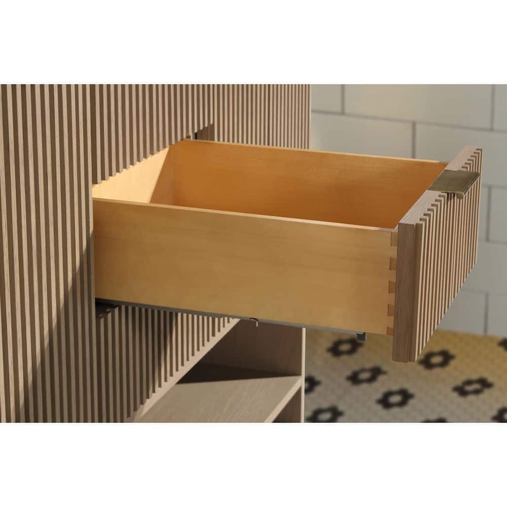 San Diego 55" Oak Gray Double Sink Vanity with Quartz Top