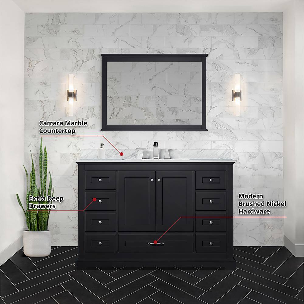 Dukes 48" Espresso Single Vanity with White Carrara Marble Top