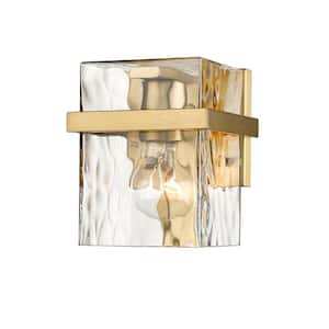 Bennington 5.5 in. 1-Light Modern Gold Wall Sconce with Clear Glass Shade