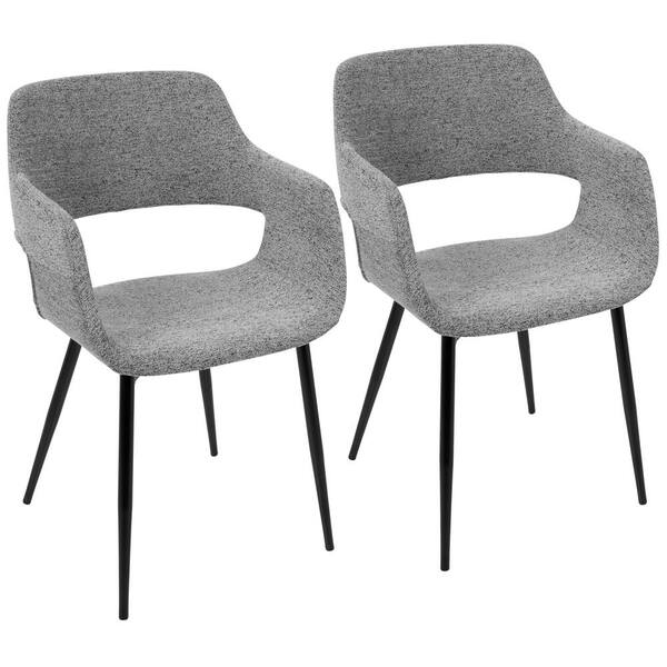 Lumisource Margarite Grey Fabric and Black Metal Armchair (Set of 2)