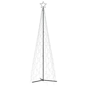500-Light 10 ft. Outdoor Plug-in Blue LED Novelty String -Light Christmas Cone Tree with Star