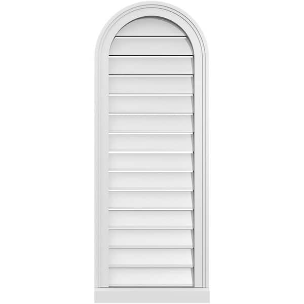 Ekena Millwork 16 in. x 42 in. Round Top White PVC Paintable Gable Louver Vent Functional