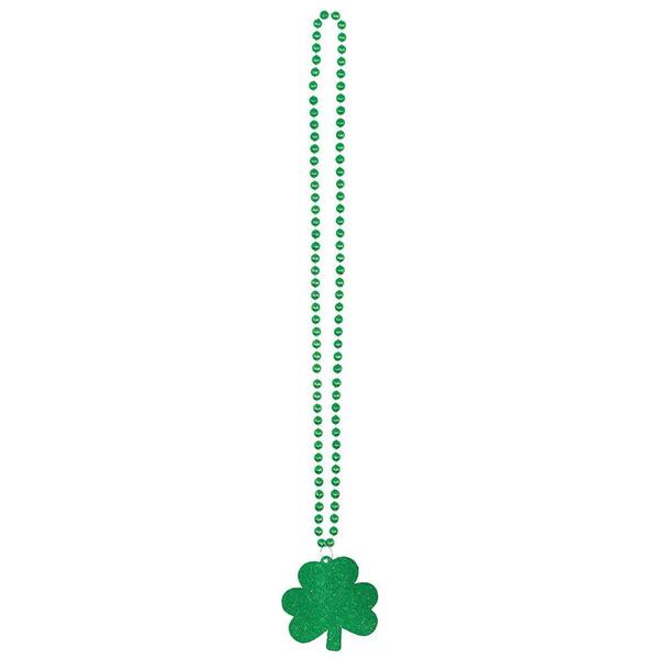 Amscan Green Shamrock Pendant St. Patrick's Day Bead Necklaces (7-Pack)