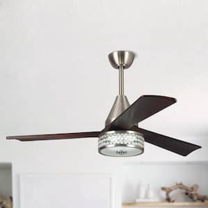 52 in. LED Indoor Sand Nickel LED Ceiling Fan with Remote Control