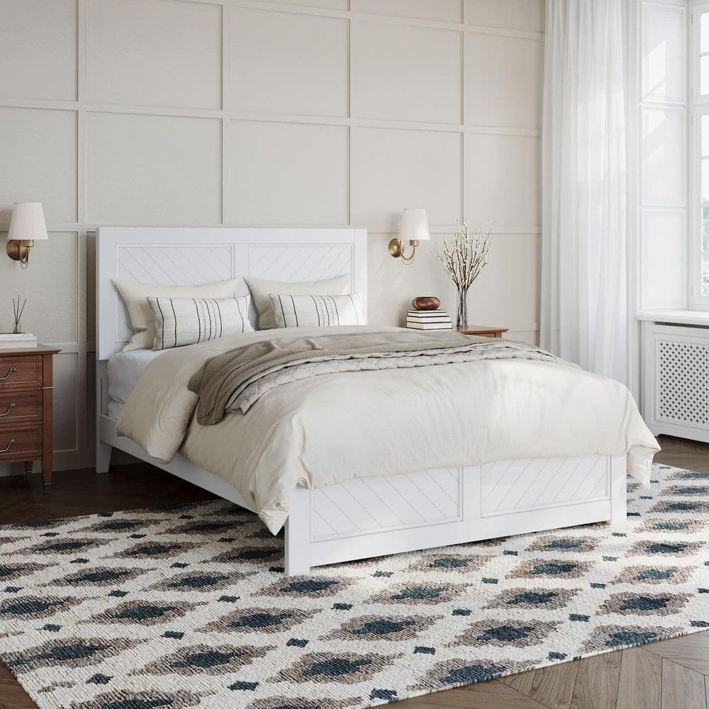 AFI Canyon White Solid Wood Full Panel Bed Frame with Matching ...