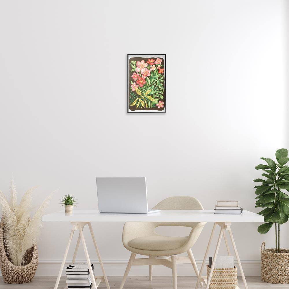 Garden Flowers on Brown by Hannah Moren Black Framed Nature Giclee Art Print 18 in. x 12 in. price history on PriceWatchPro