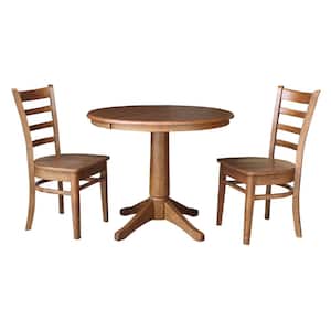 Distressed Oak 48 in. Oval Dining Table with 2-Emily Side Chairs (3-Piece)