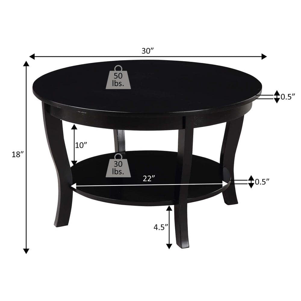 Heritage Round Mahogany Wood Coffee Table with Shelf