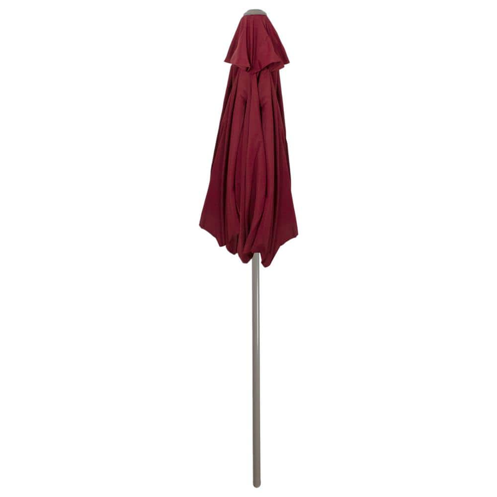 Burgundy 7.5 ft Hexagon Outdoor Patio Market Umbrella with Hand Crank