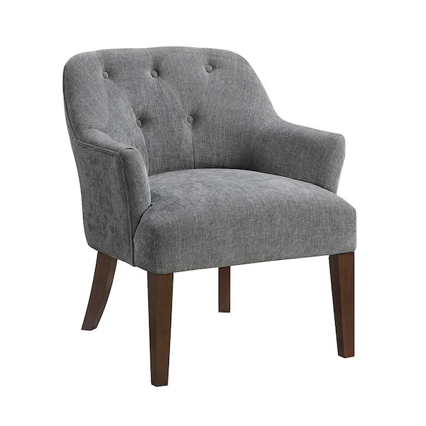 Auden Charcoal Textured Upholstery Button-tufted Accent Arm Chair