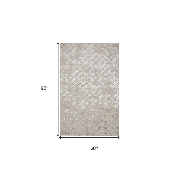 5 x 8 Silver and Gray Abstract Area Rug