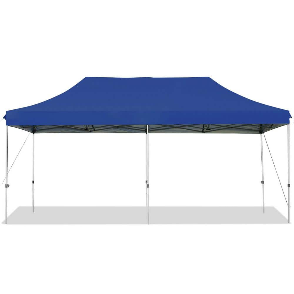 10 ft. x 20 ft. Blue Outdoor Adjustable Pop-Up Canopy Tent Folding Sun Shel