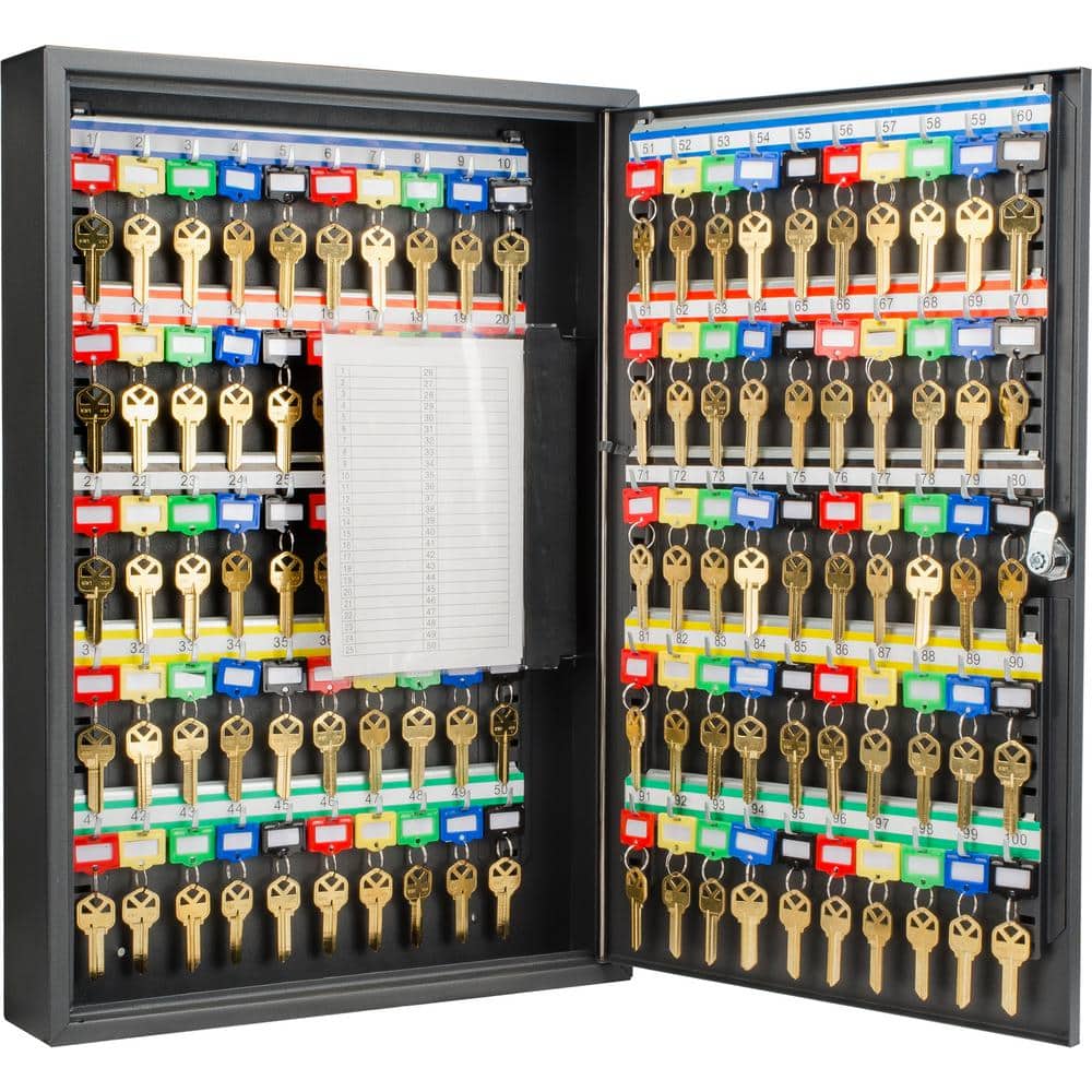 BARSKA 100-Position Steel Key Cabinet with Key Lock, Black CB12964