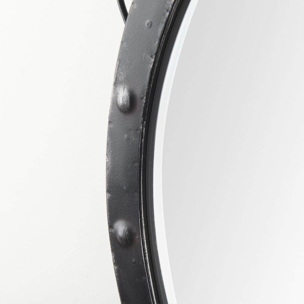 Pendula 27" Black Metal Round Frame Mirror