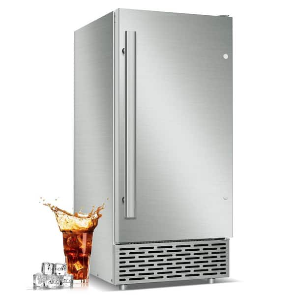 14.96 in. Commercial Ice Maker 120 lb. /24 H Freestanding 30 lb. Ice Storage Ice Maker Machine in Stainless Steel