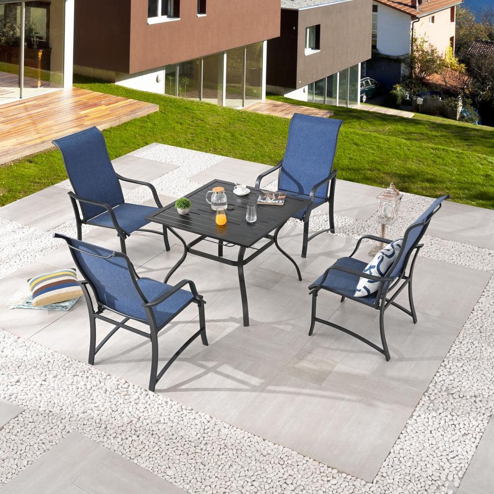 5-Piece Square Metal Outdoor Dining Set