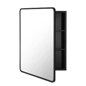 24 in. W x 30 in. H Rectangular Black Metal Bathroom Medicine Cabinet with Mirror,Vanity Mirrors Recess or Surface Mount