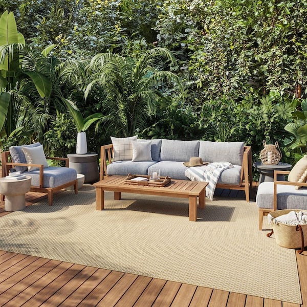 Courtyard Natural 8 ft. x 10 ft. All-over design Contemporary Area Rug