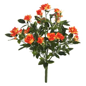 15 in. Orange Artificial Mini Diamond Rose Floral Arrangement